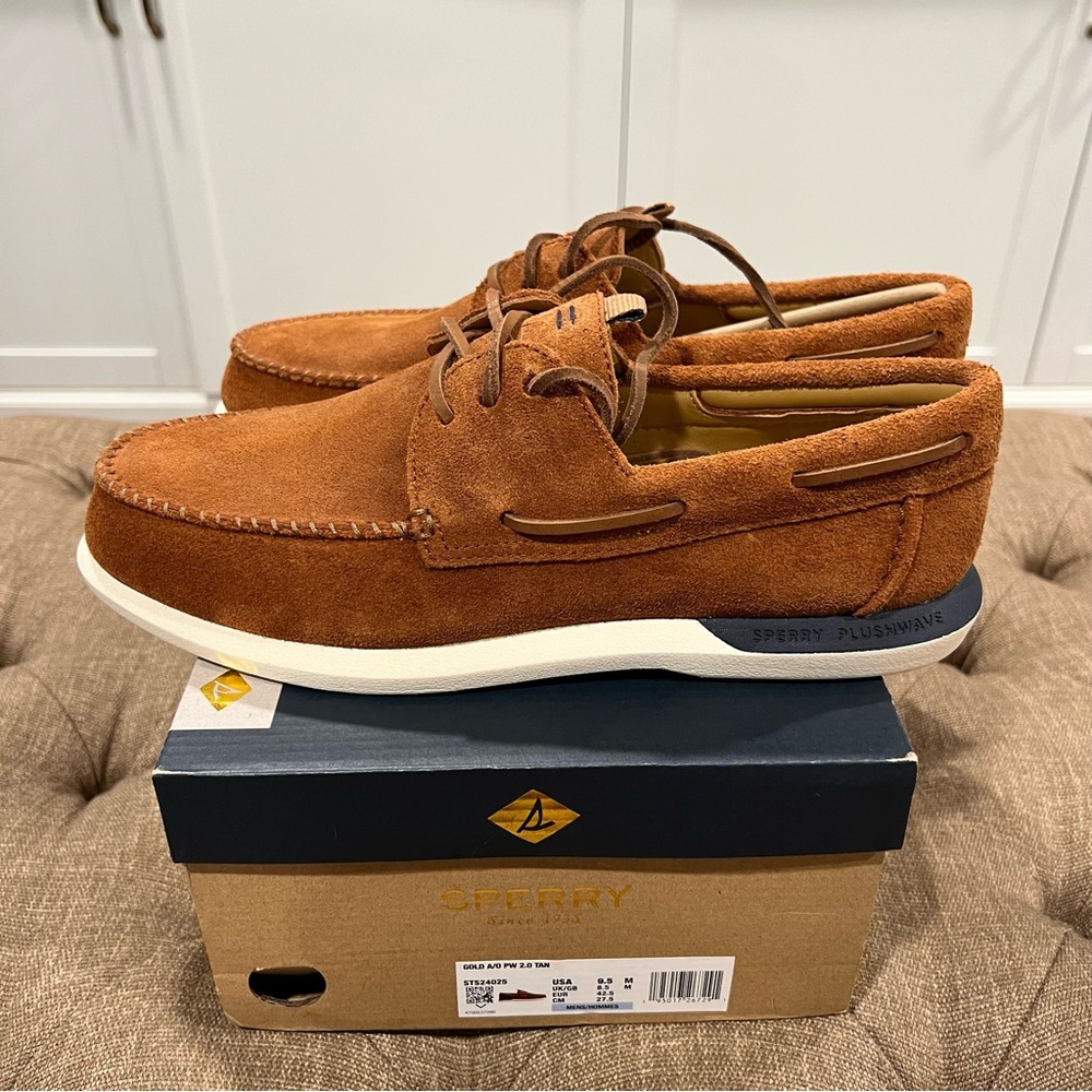 NWT - Sperry - Men's Authentic Original PLUSHWAVE™ 2.0 Boat Shoe Tan Size 9.5